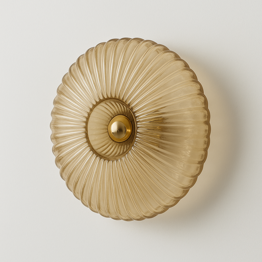 Arandela Art Déco Kyle | Vidro Âmbar Canelado Concha