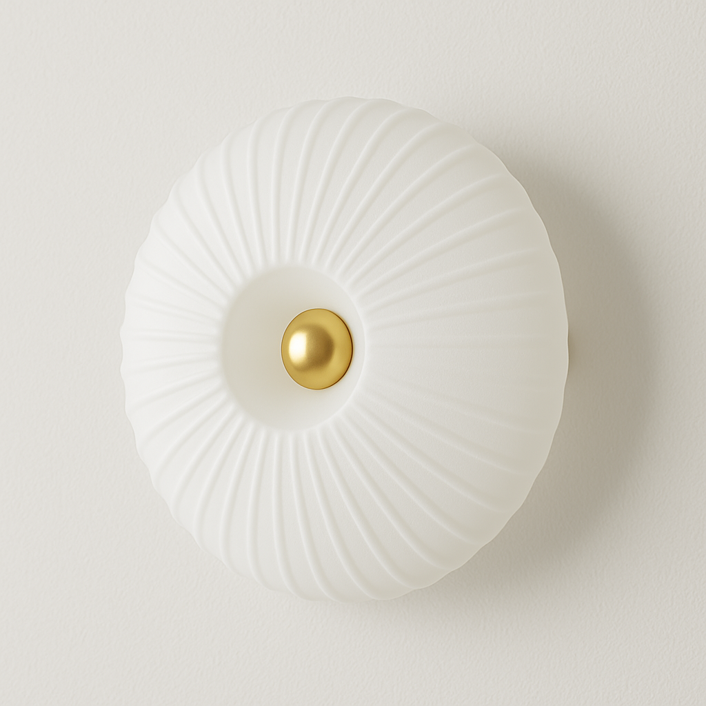 Arandela Art Déco Kyle | Vidro Âmbar Canelado Concha