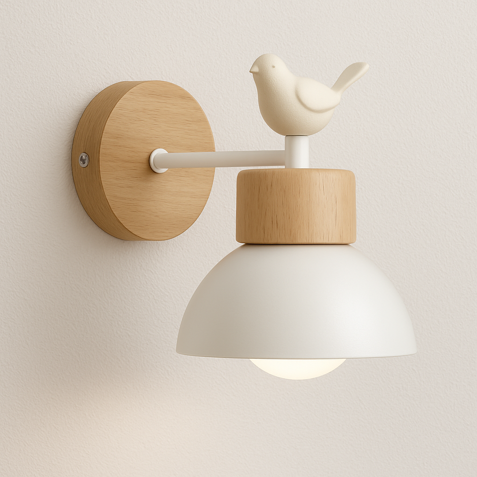 Arandela Bird | Design Escandinavo de Passarinho e Madeira