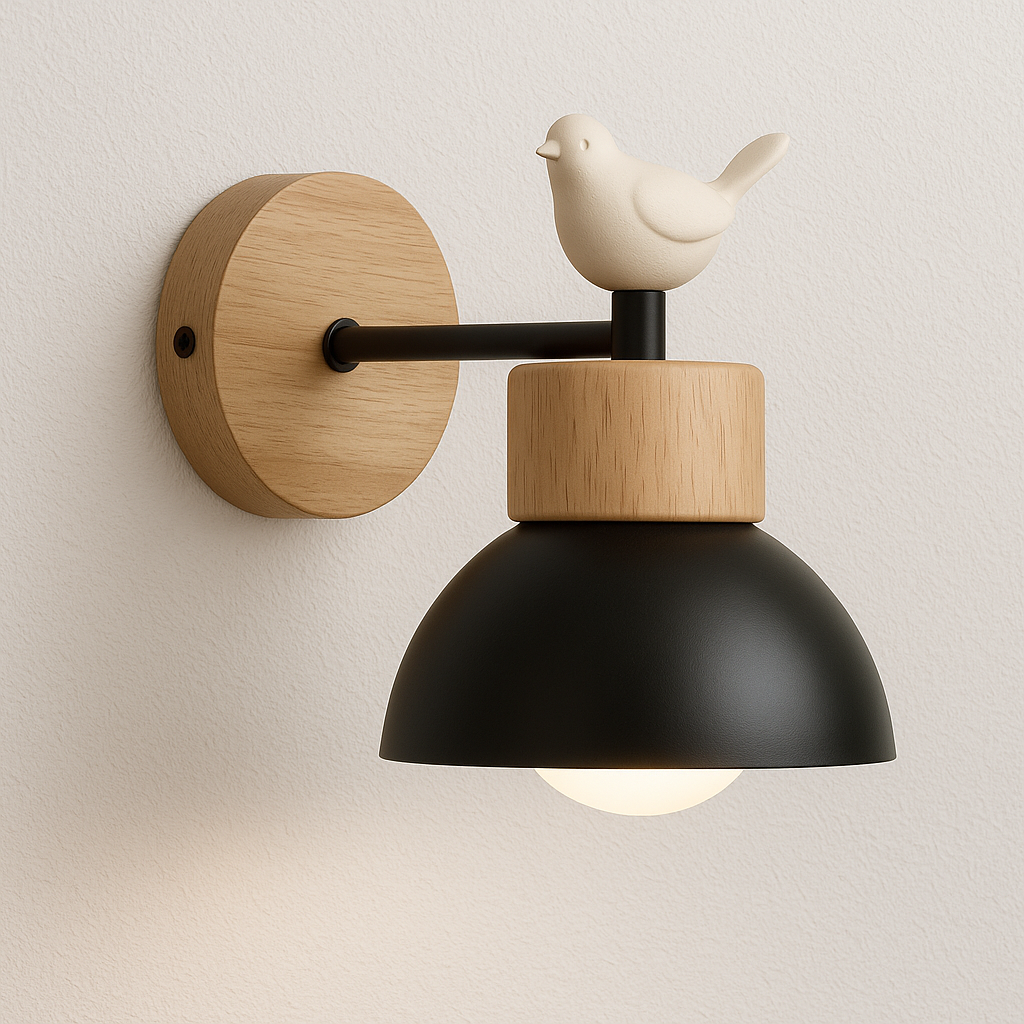 Arandela Bird | Design Escandinavo de Passarinho e Madeira