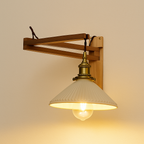 Arandela Articulada Luxé Madeira Maciça e Cerâmica