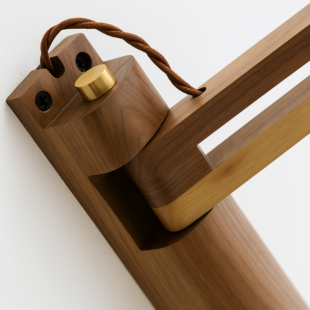 Arandela Articulada Luxé Madeira Maciça e Cerâmica