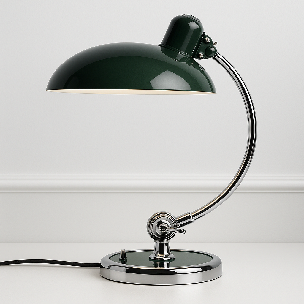 Abajur Articulado Moderno | Braço Cromado e Cúpula Esmaltada