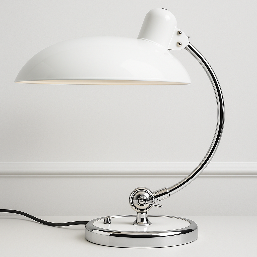 Abajur Articulado Moderno | Braço Cromado e Cúpula Esmaltada