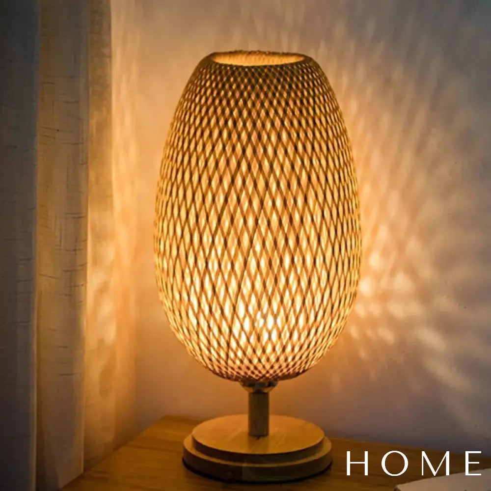 Luminária De Mesa Em Rattan Iluminação