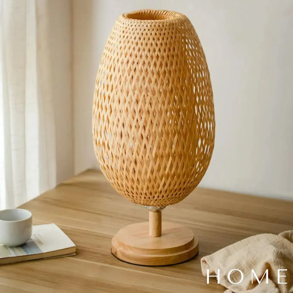 Luminária De Mesa Em Rattan Iluminação