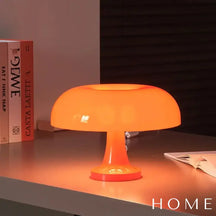 Luminária De Mesa Moderna Com Design Cogumelo Led Laranja Iluminação