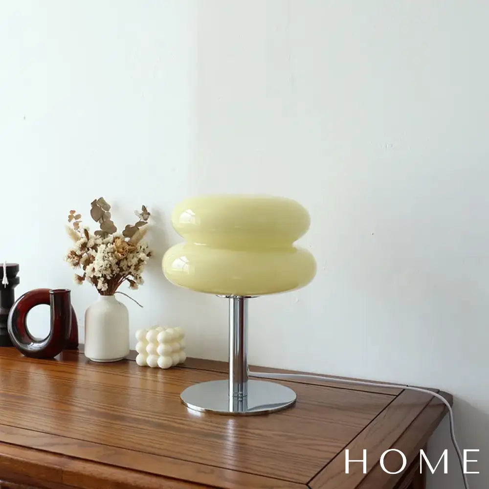 Luminária De Mesa Moderna Em Vidro E Inox Creme Iluminação