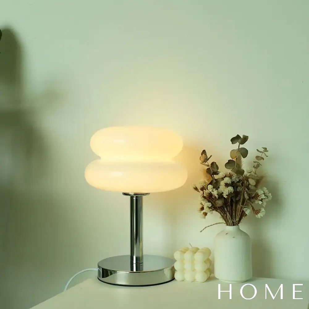 Luminária De Mesa Moderna Em Vidro E Inox Iluminação