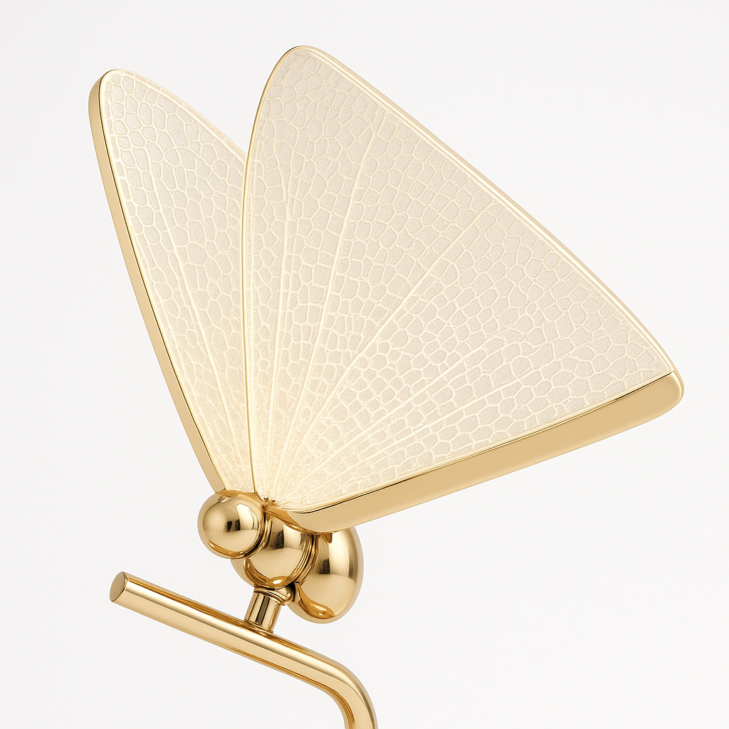 Abajur Butterfly | Vidro Texturizado e Base Dourada