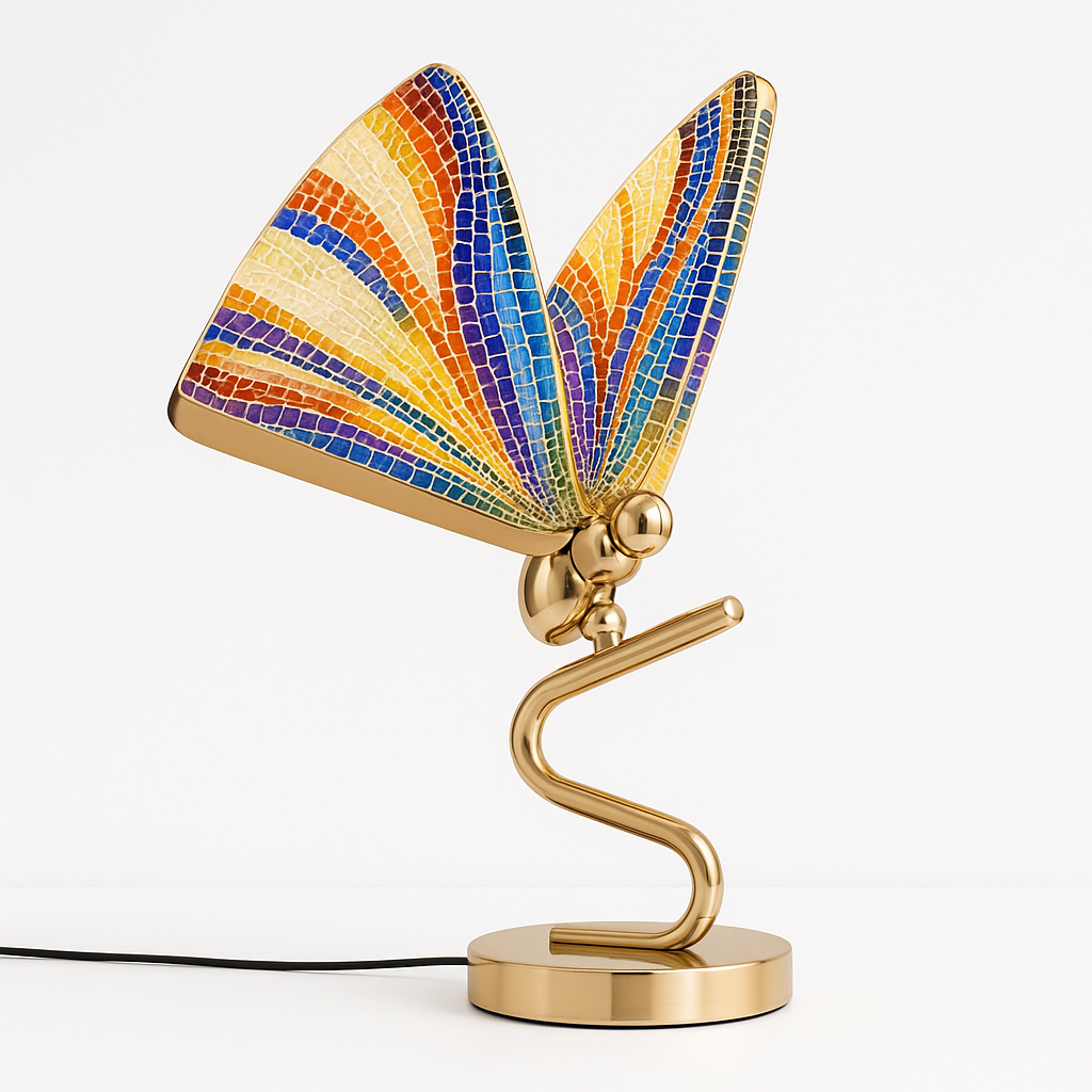 Abajur Butterfly | Vidro Texturizado e Base Dourada