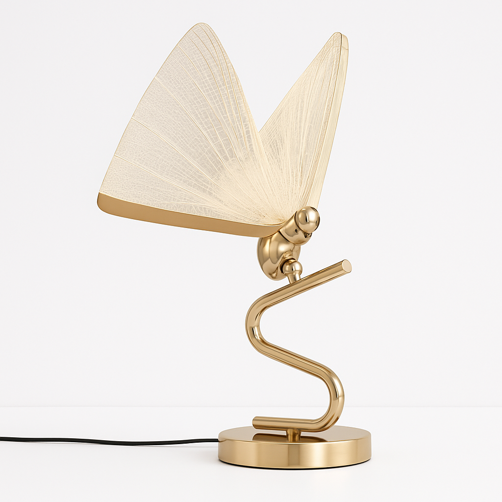 Abajur Butterfly | Vidro Texturizado e Base Dourada