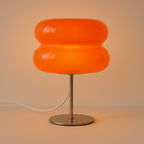 Abajur Bauhaus Laranja | Vidro e Aço Inox com USB