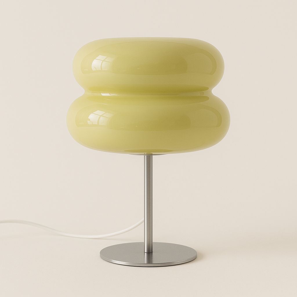 Abajur Bauhaus Laranja | Vidro e Aço Inox com USB