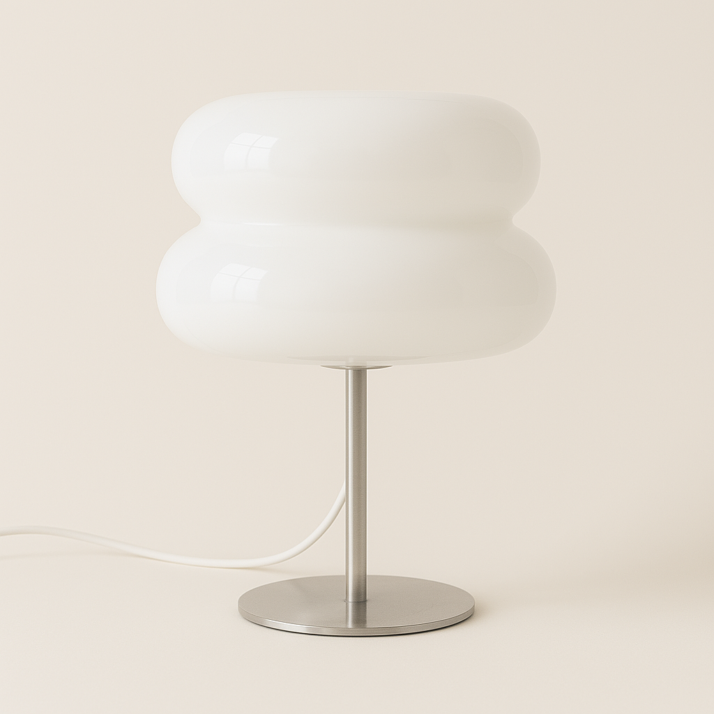 Abajur Bauhaus Laranja | Vidro e Aço Inox com USB