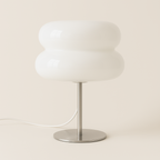 Abajur Bauhaus Laranja | Vidro e Aço Inox com USB