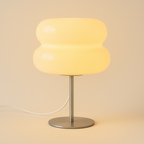 Abajur Bauhaus Laranja | Vidro e Aço Inox com USB