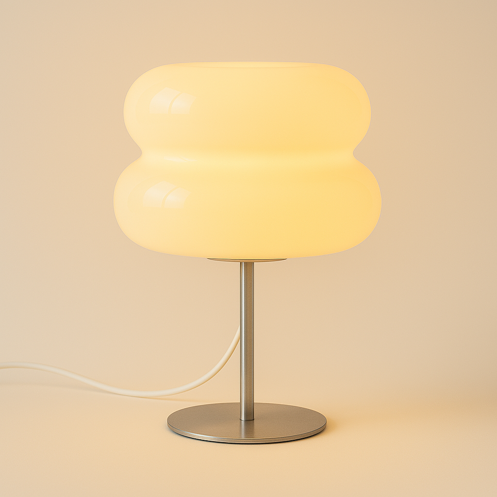 Abajur Bauhaus Laranja | Vidro e Aço Inox com USB