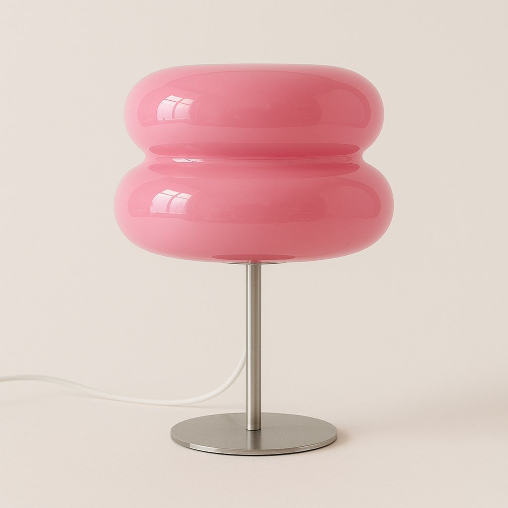 Abajur Bauhaus Laranja | Vidro e Aço Inox com USB