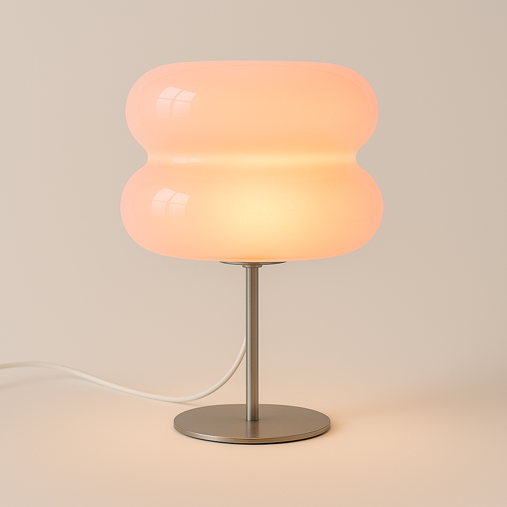 Abajur Bauhaus Laranja | Vidro e Aço Inox com USB