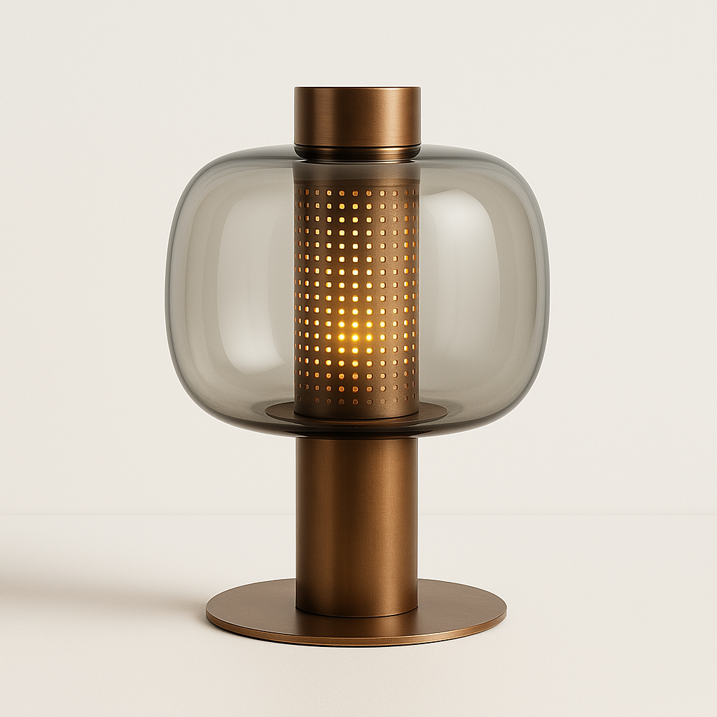 Luminária de Mesa Aura | Design Arquitetônico e Vidro Soprado