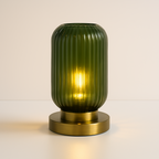 Abajur Art Déco Vidro Canelado e Latão | Elegância Vintage