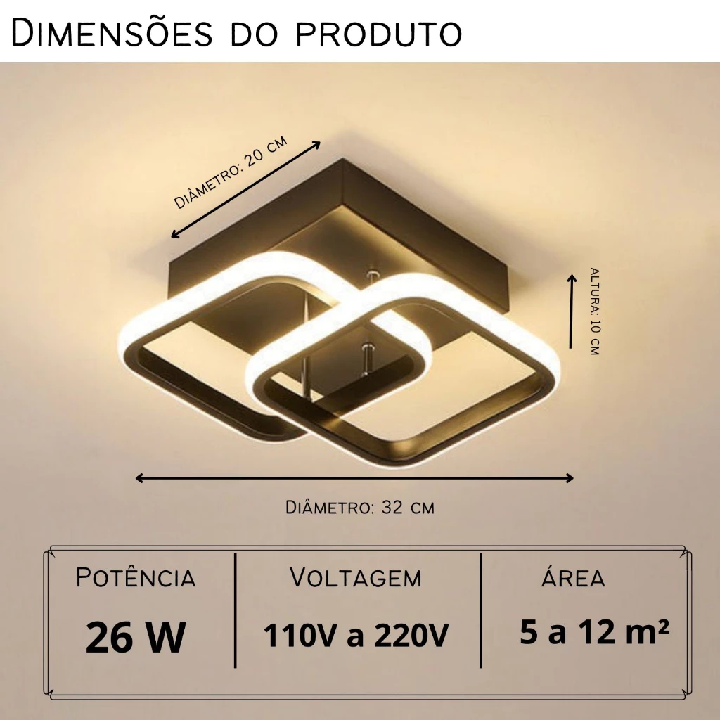 Plafon LED Moderno de Teto Argo