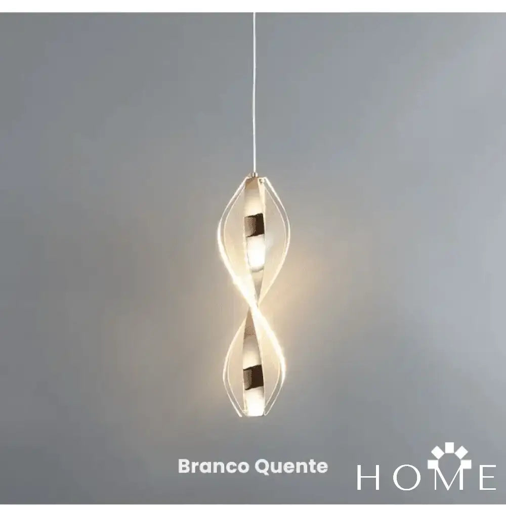 Luminária De Teto Pendente Duplo Espiral Living Dourado Iluminação