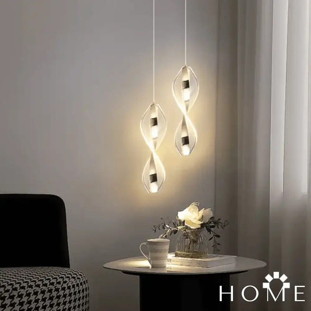 Luminária De Teto Pendente Duplo Espiral Living Dourado Iluminação