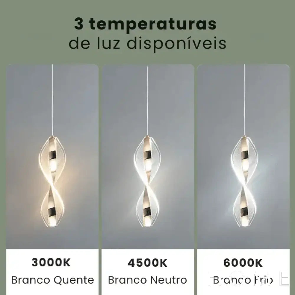 Luminária De Teto Pendente Duplo Espiral Living Dourado Iluminação