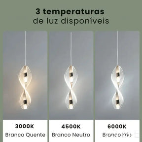 Luminária De Teto Pendente Duplo Espiral Living Dourado Iluminação