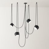 Pendente Quádruplo Fantasy Preto | Luminária 4 Spots Articulados