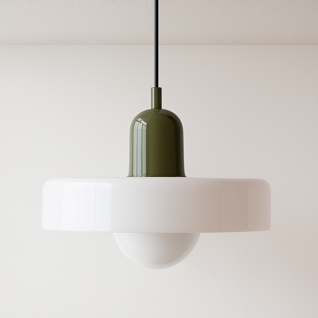 Pendente Disco Retro | Design Nórdico Anos 70 e Vidro Leitoso