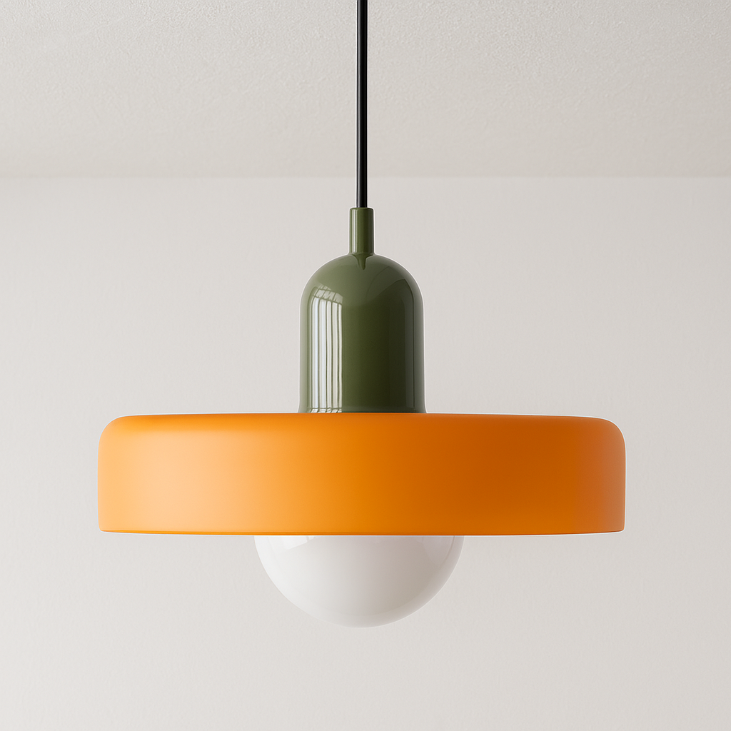 Pendente Disco Retro | Design Nórdico Anos 70 e Vidro Leitoso