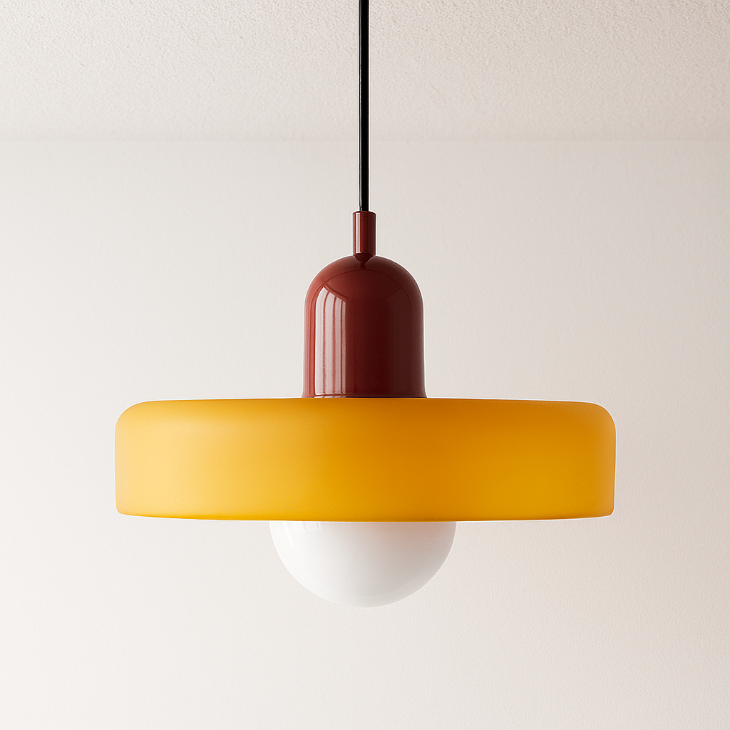 Pendente Disco Retro | Design Nórdico Anos 70 e Vidro Leitoso