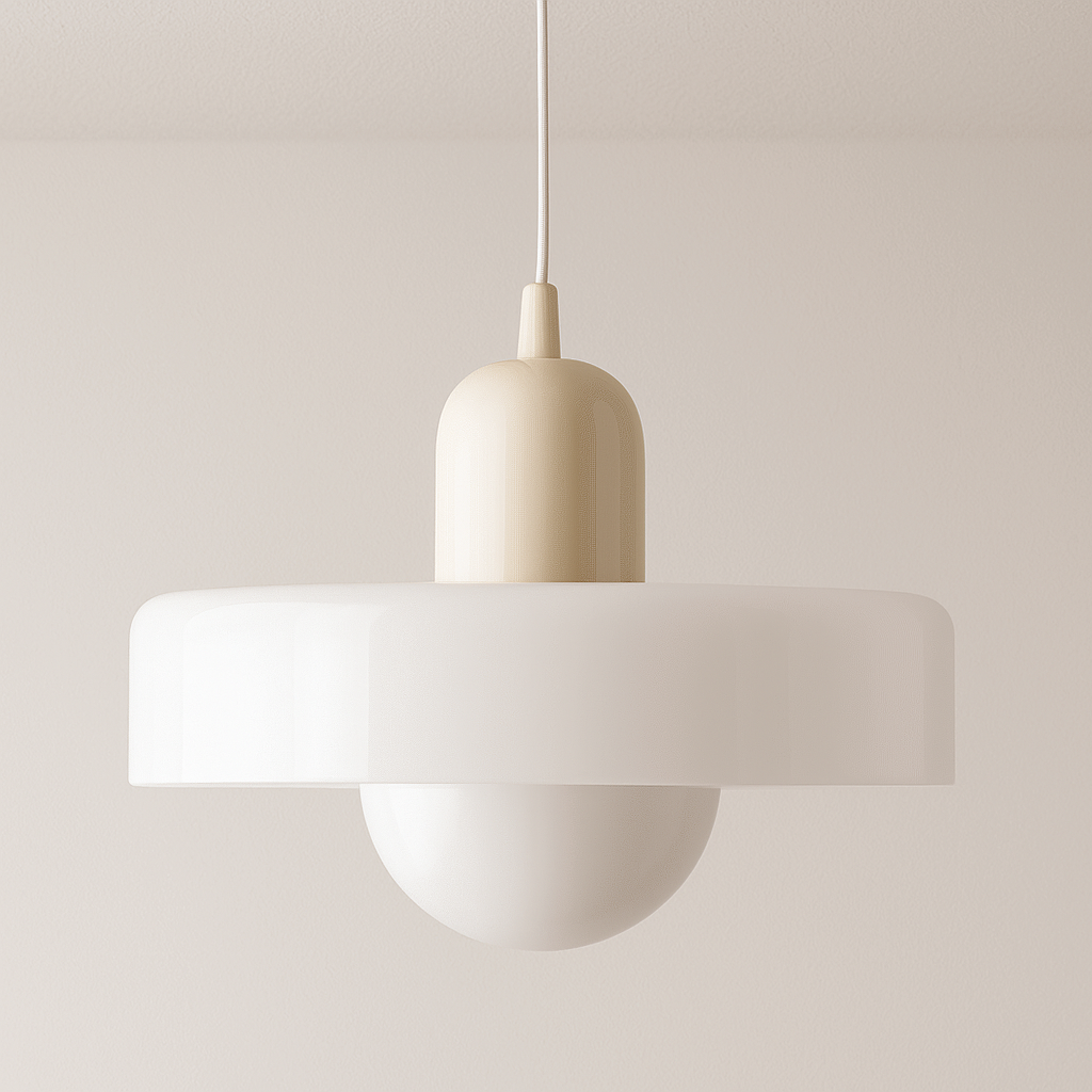 Pendente Disco Retro | Design Nórdico Anos 70 e Vidro Leitoso