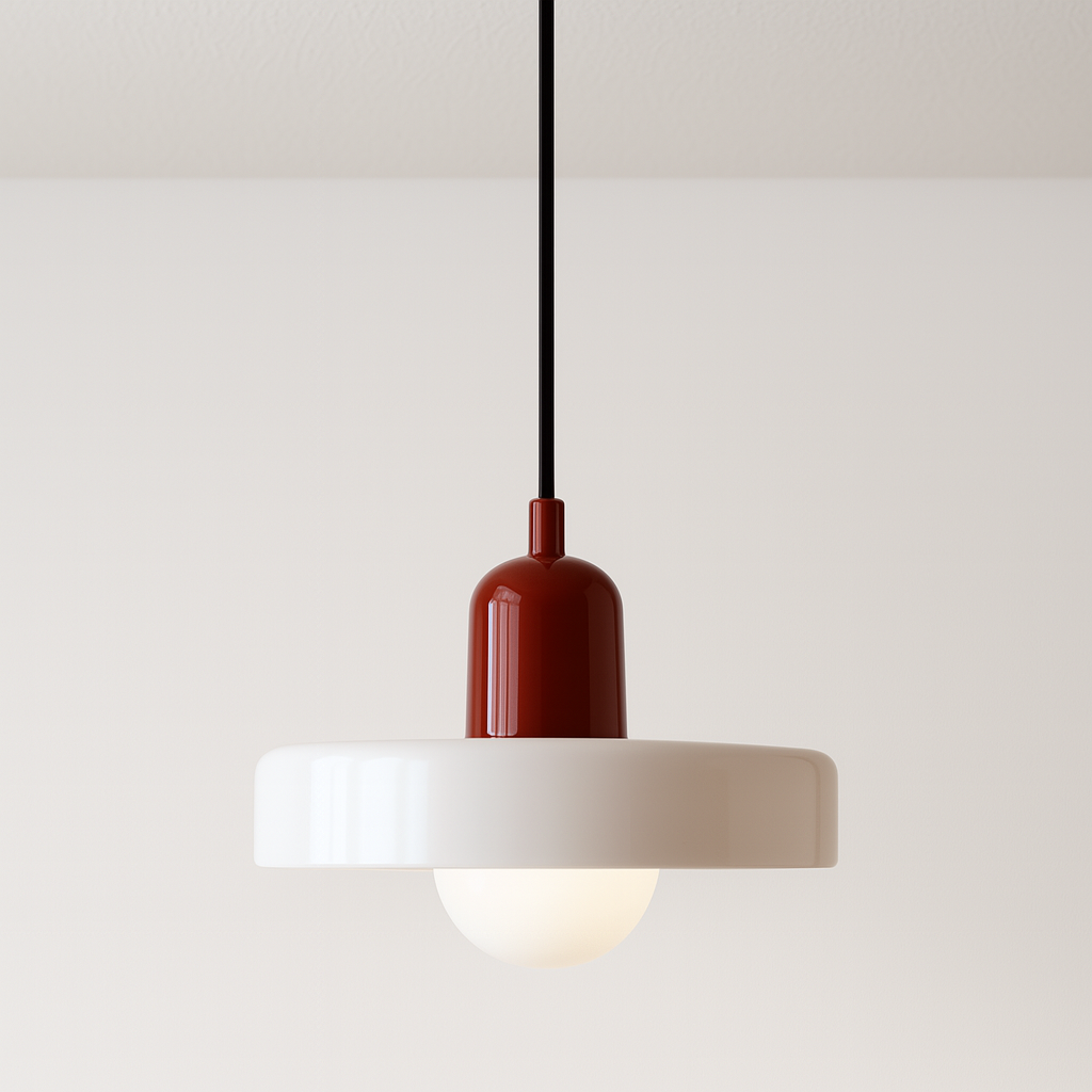 Pendente Disco Retro | Design Nórdico Anos 70 e Vidro Leitoso