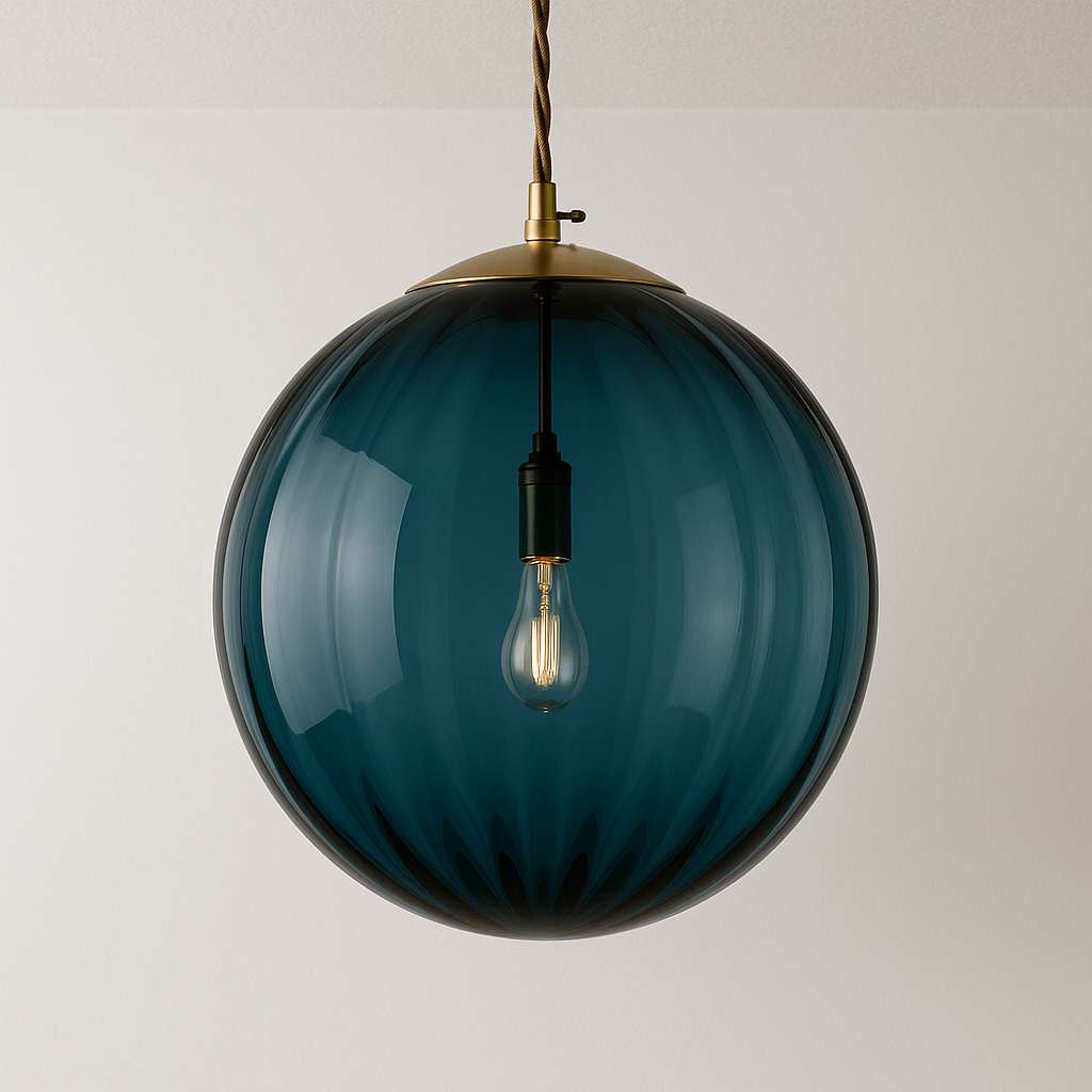 Pendente de Vidro Baion | Esfera Texturizada e Latão