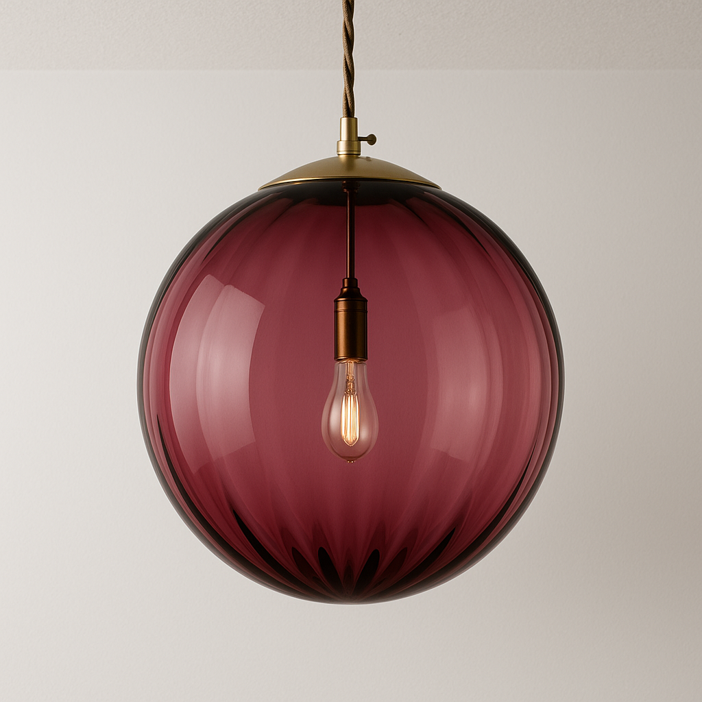 Pendente de Vidro Baion | Esfera Texturizada e Latão