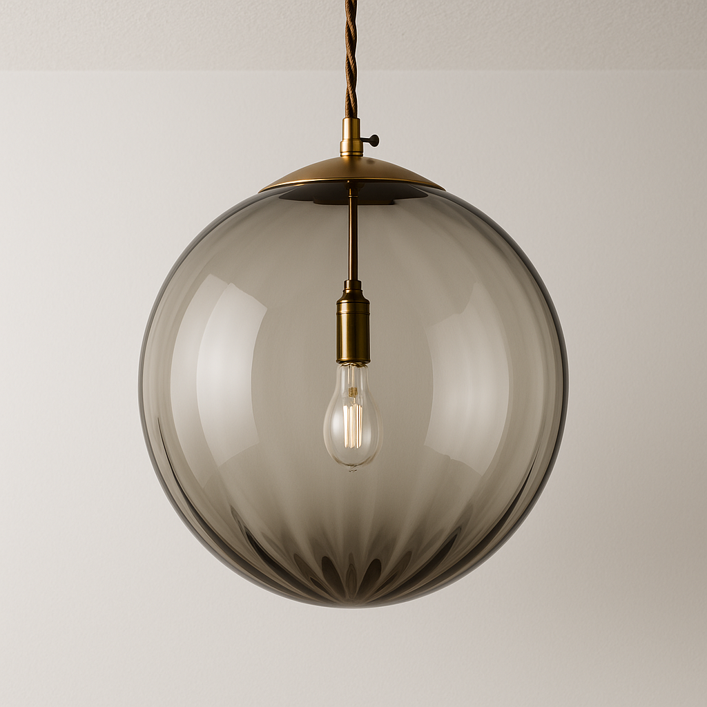 Pendente de Vidro Baion | Esfera Texturizada e Latão