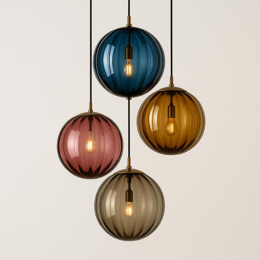 Pendente de Vidro Baion | Esfera Texturizada e Latão