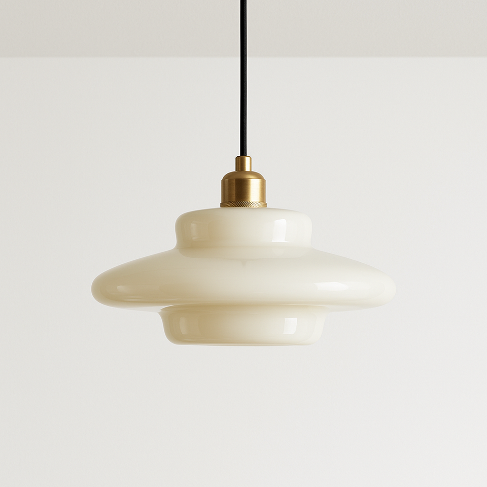 Pendentes de Vidro Leitoso e Dourado