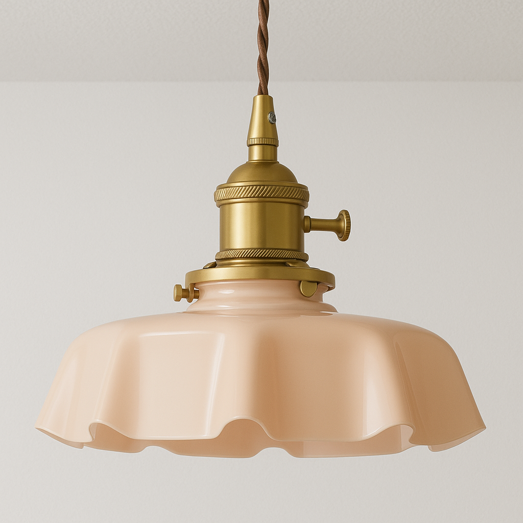 Pendente LED French | Vidro Ondulado e Dourado Retrô