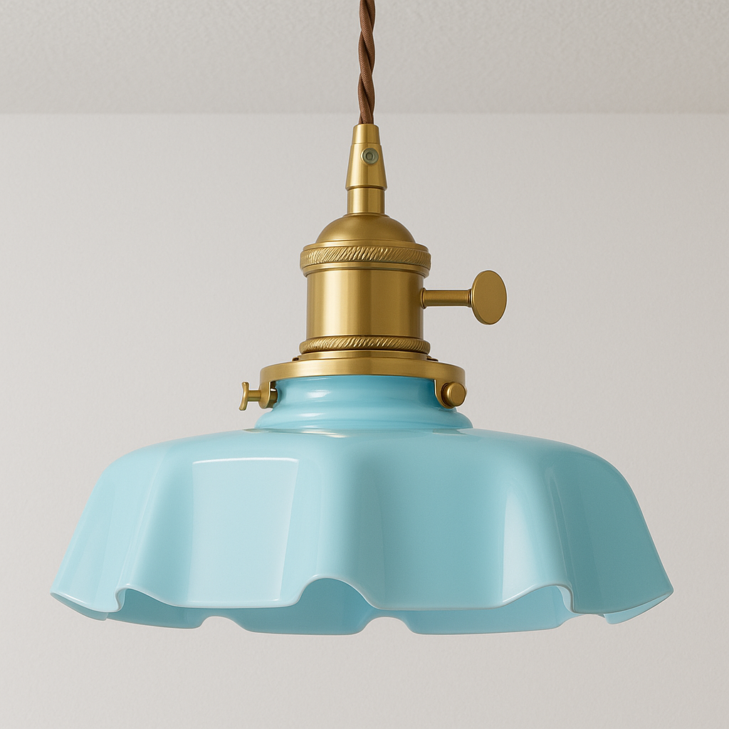 Pendente LED French | Vidro Ondulado e Dourado Retrô