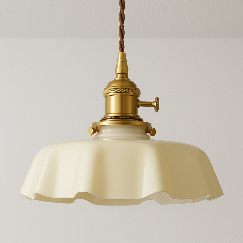 Pendente LED French | Vidro Ondulado e Dourado Retrô