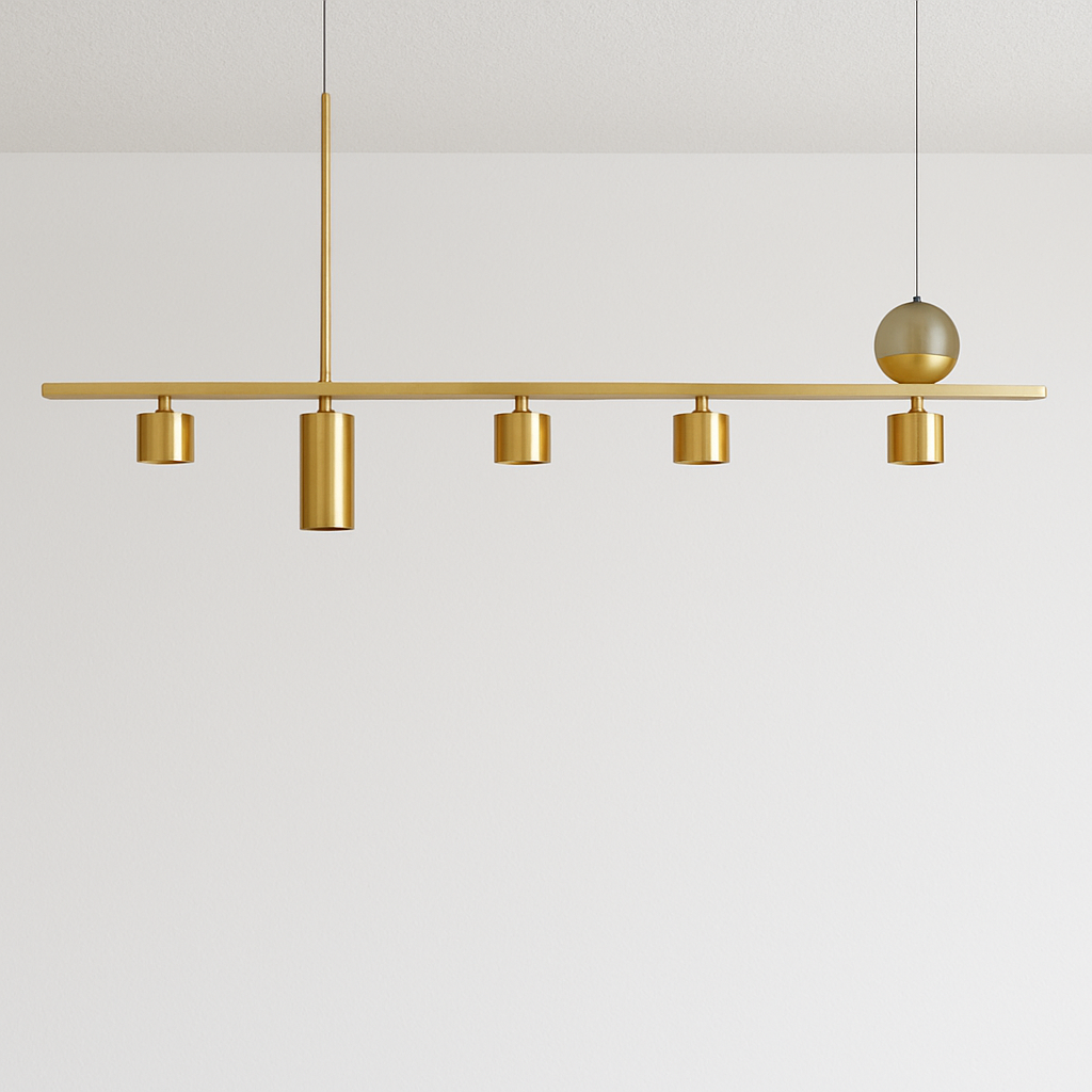Pendente Linear Aris Dourado | LED Integrado 3000K e Design Moderno