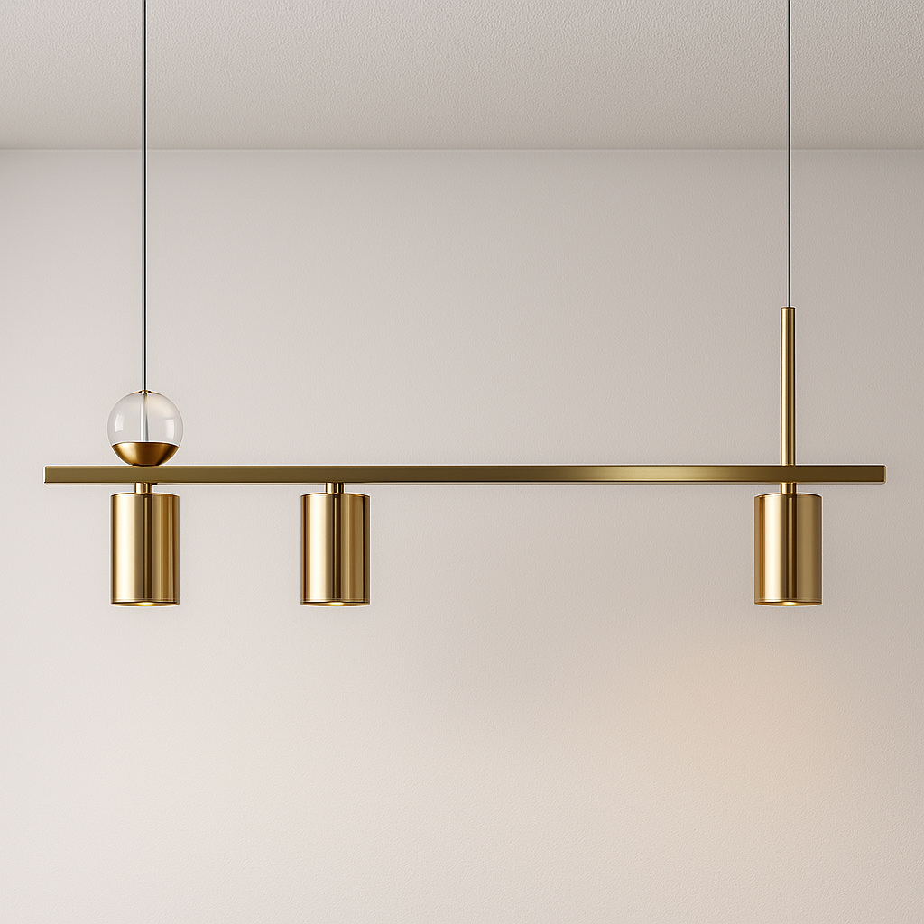 Pendente Linear Aris Dourado | LED Integrado 3000K e Design Moderno