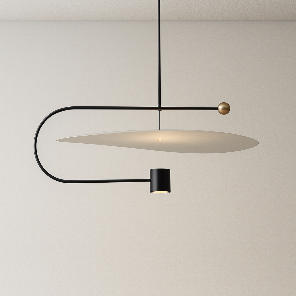 Pendente LED Verve | Design de Disco Flutuante e Haste Curva