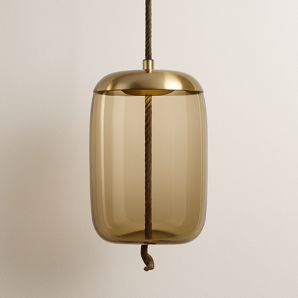 Pendente Knot Âmbar | Vidro, Corda e LED Integrado