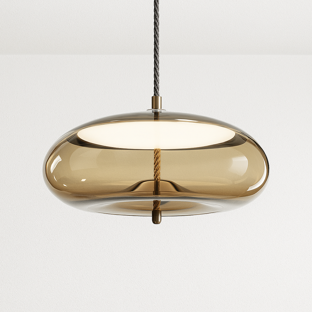 Pendente Knot Âmbar | Vidro, Corda e LED Integrado